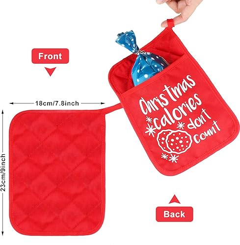 Miniatura 2 de 6 agarraderas de Navidad con bolsillo para cocina, almohadilla caliente, guantes de horno, bolsa de galletas para regalo de Navidad, cocina, hornear