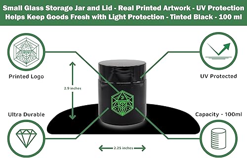 Miniatura 3 de Tarro pequeño de vidrio tintado y tapa con obras de arte pintadas, protección contra la luz UV para hierbas y especias, condimentos, organización y