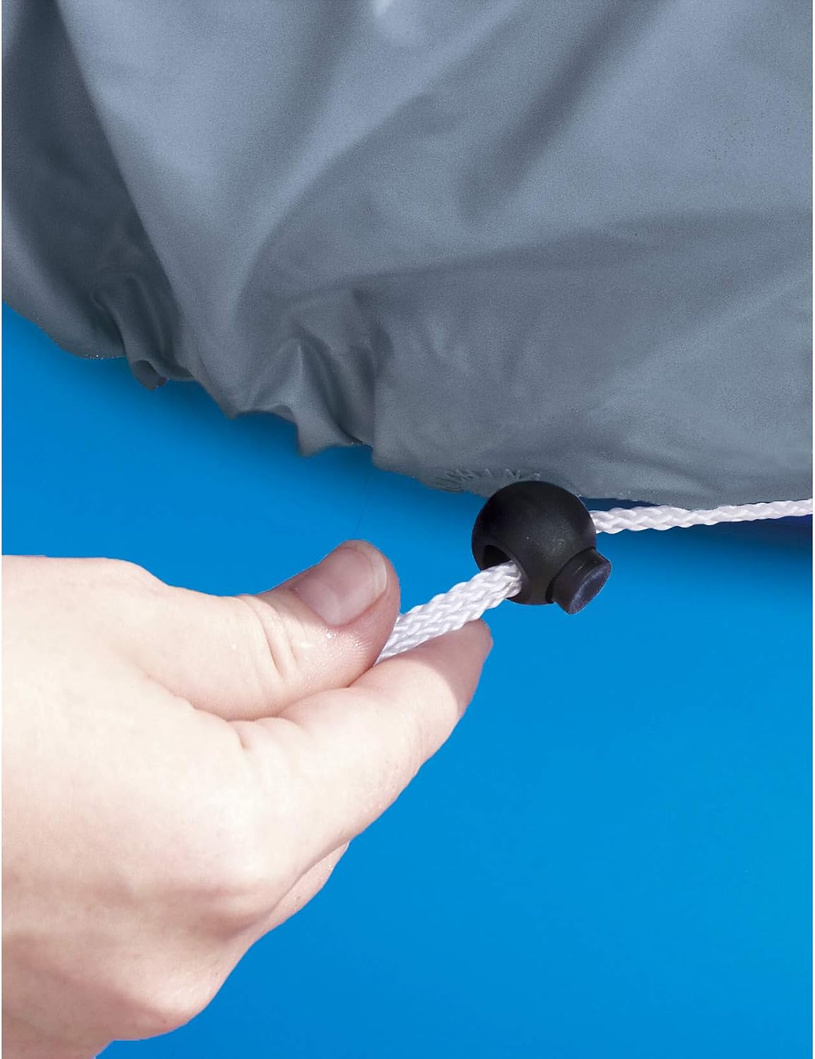 Summer Waves Active Frame 12 Foot Round Above Ground Swimming Pool Debris Drawstring Cover, Cover Only, Blue
