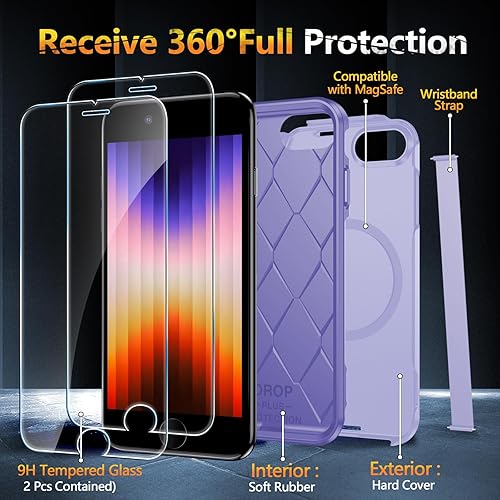 Miniatura 6 de Funda magnética para iPhone SE 20202022iPhone 87 compatible con MagSafe protección contra caídas de grado militar antideslizante de cuerpo completo,