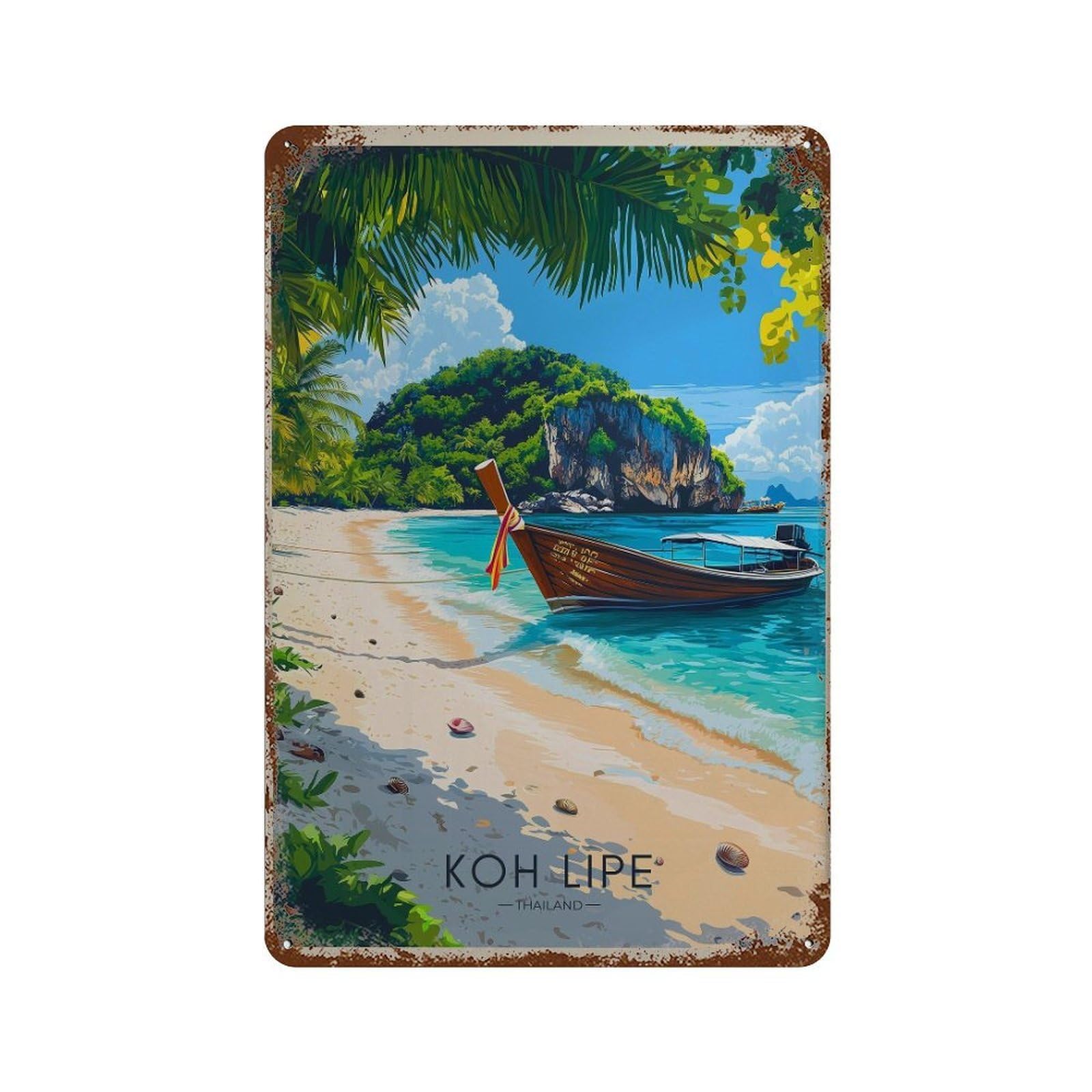 xiaoxiaoshen Koh Lipe Travel Thailand Beach Wall Decor Art Metal Tin Poster Modern Home Decor Art Home Bar Shop Decorations Vintage Sign 30x20cm