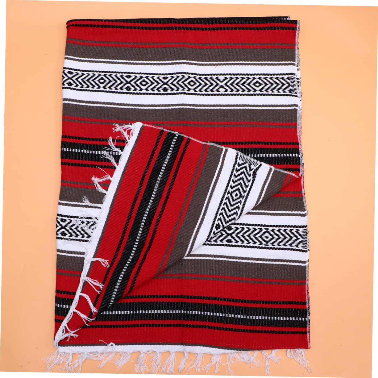 Couverture Déco Salon Couverture Mexicaine Veemoon 130x180cm - Tissée Style Serape - Polycoton - Multi-usage Tapis Yoga