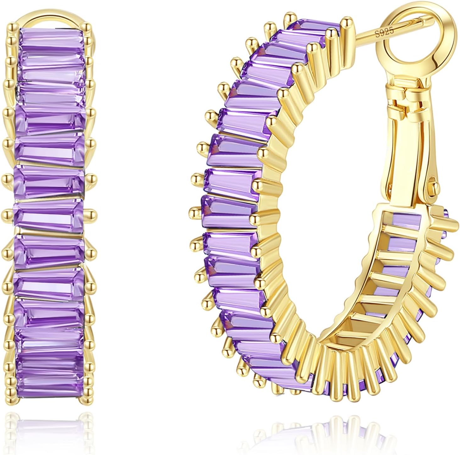 GLOQUAT Trendy CZ Gold Hoop Earrings for Women, Lightweight Chunky Silver Earrings for Women 14K Real Gold Plated Hoops Earrings Hypoallergenic Earrings Jewelry