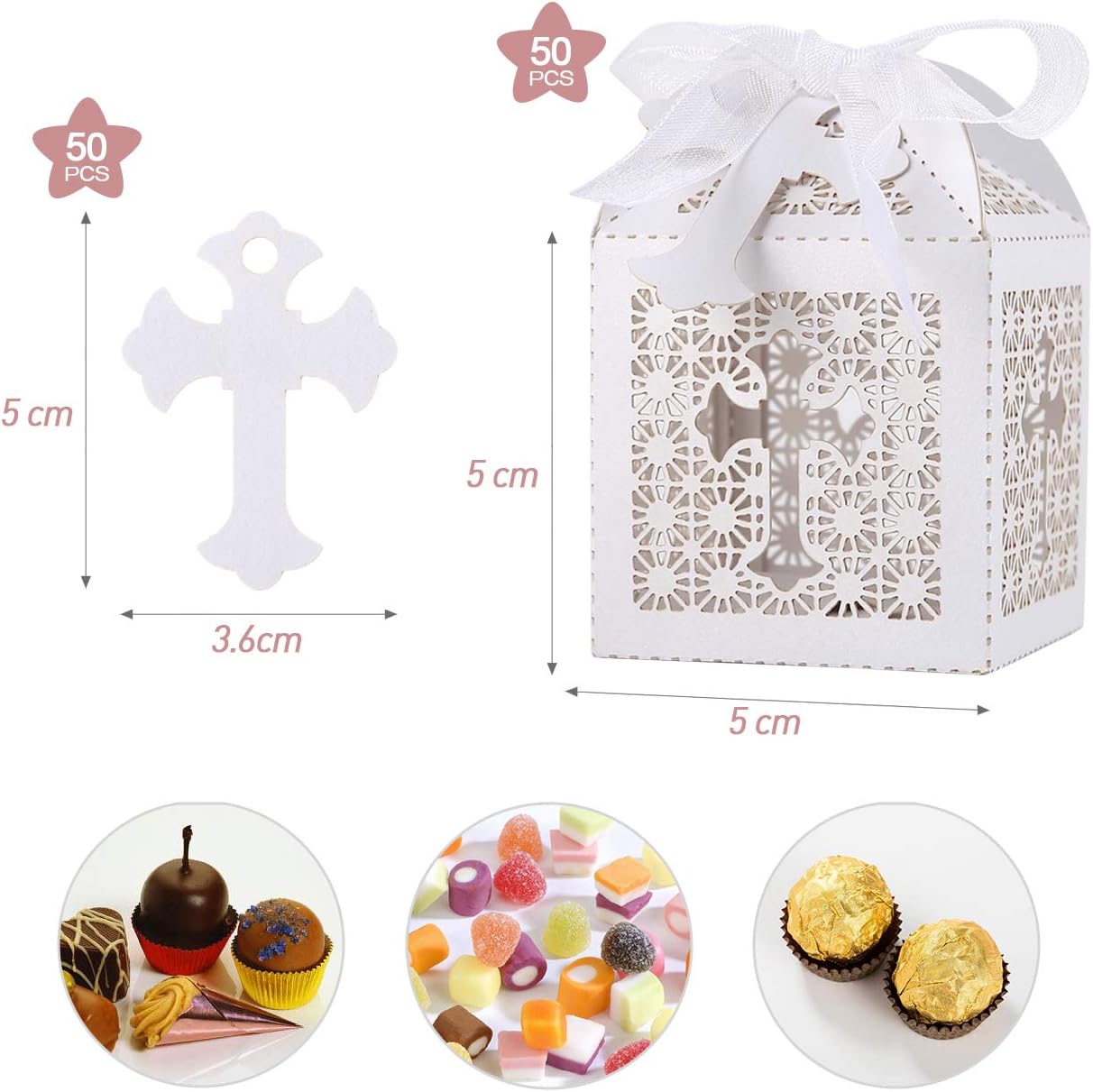 LEMESO Favor Boxes, 2x2x2in Small Gift Boxes for Presents, Party Wedding Favors Boxes with Ribbon, Mini Candy Boxes for Event Bridal Shower Anniversary Birthday Christmas - Image 2