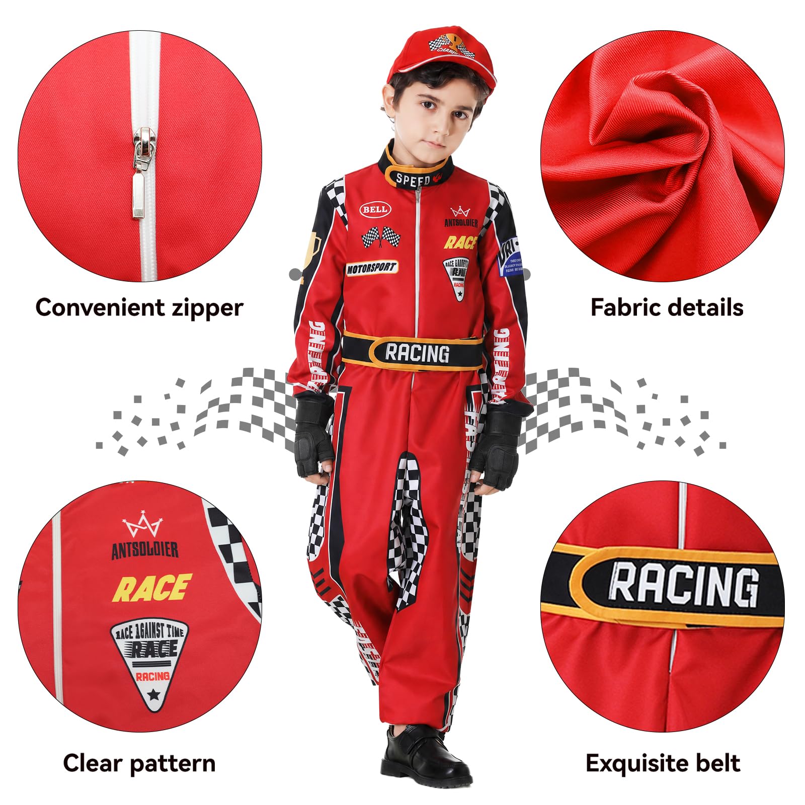 Kostium kierowcy samochodu wyścigowego dla malucha chłopcy dzieci Disfraz de Carro para Niño Racer kombinezon z akcesoriami na Halloween