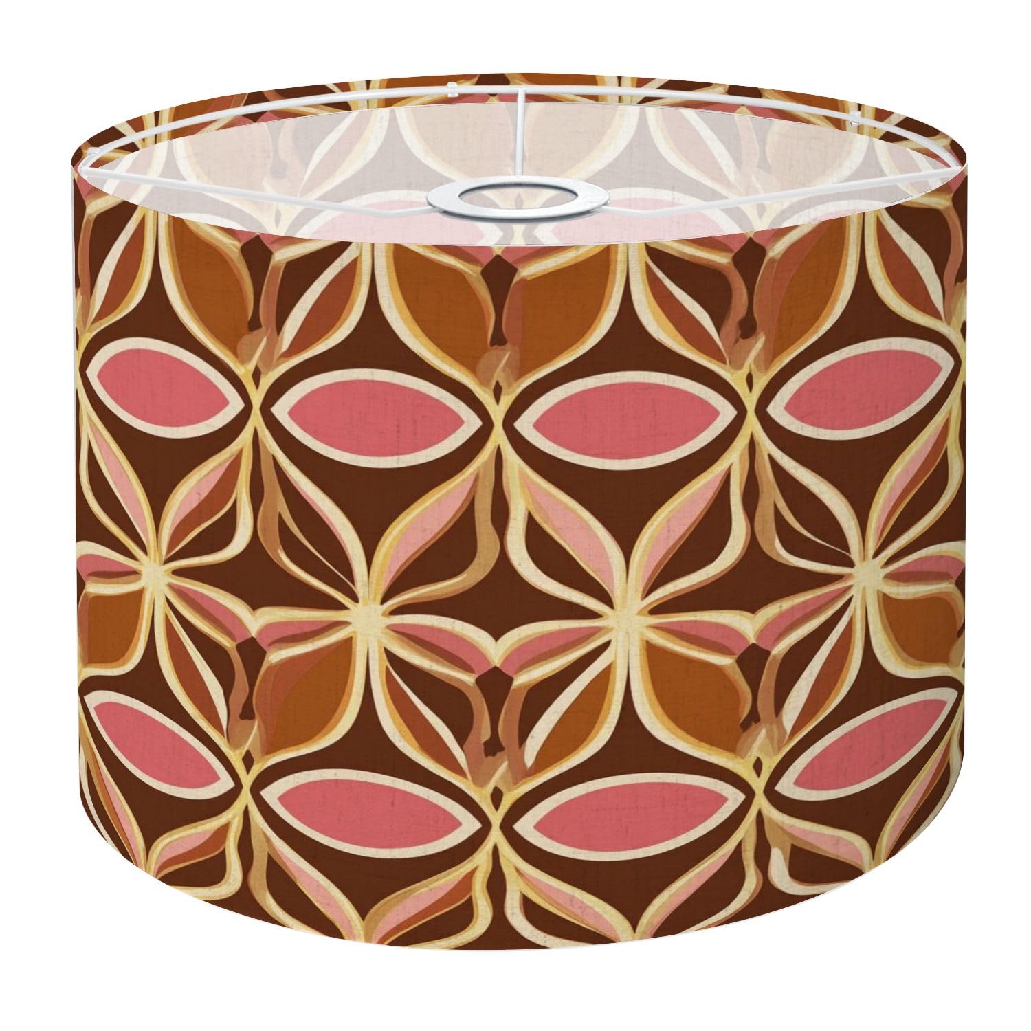 Drum Lamp Shade 70s Retro Seamless Pattern Orange Brown Pink Beige 60s 70s Retro style Lampshade for Floor Lamps Table Lamps Pendant Light 8.9"x11"