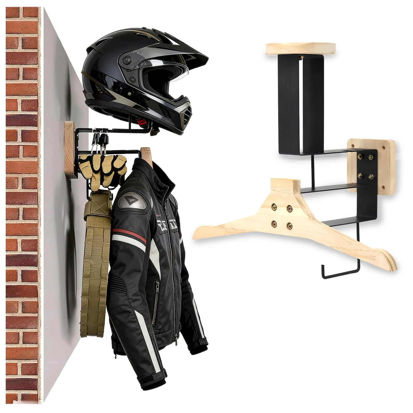 Meetoz Wall Mount Helmet Holder, Heavy-Duty Motorbike Helmet Holder With Hook & Hanger, Tactical Gear Wall Mount, Bicycle Helmets Holders, For Home, Garage, Yard, Rv, Store Display, Tactical Gear Display Sta