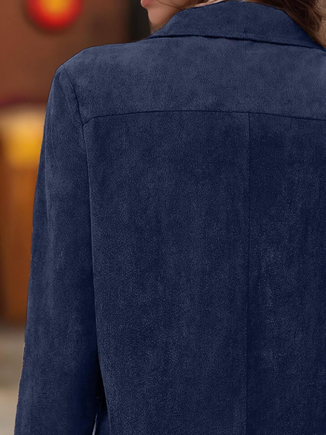 Flamingals Faux Suede Blazer for Women Lapel Collar Long Sleeve Cropped Jacket Faux Suede Jackets Casual Work Office Wear - Image 4