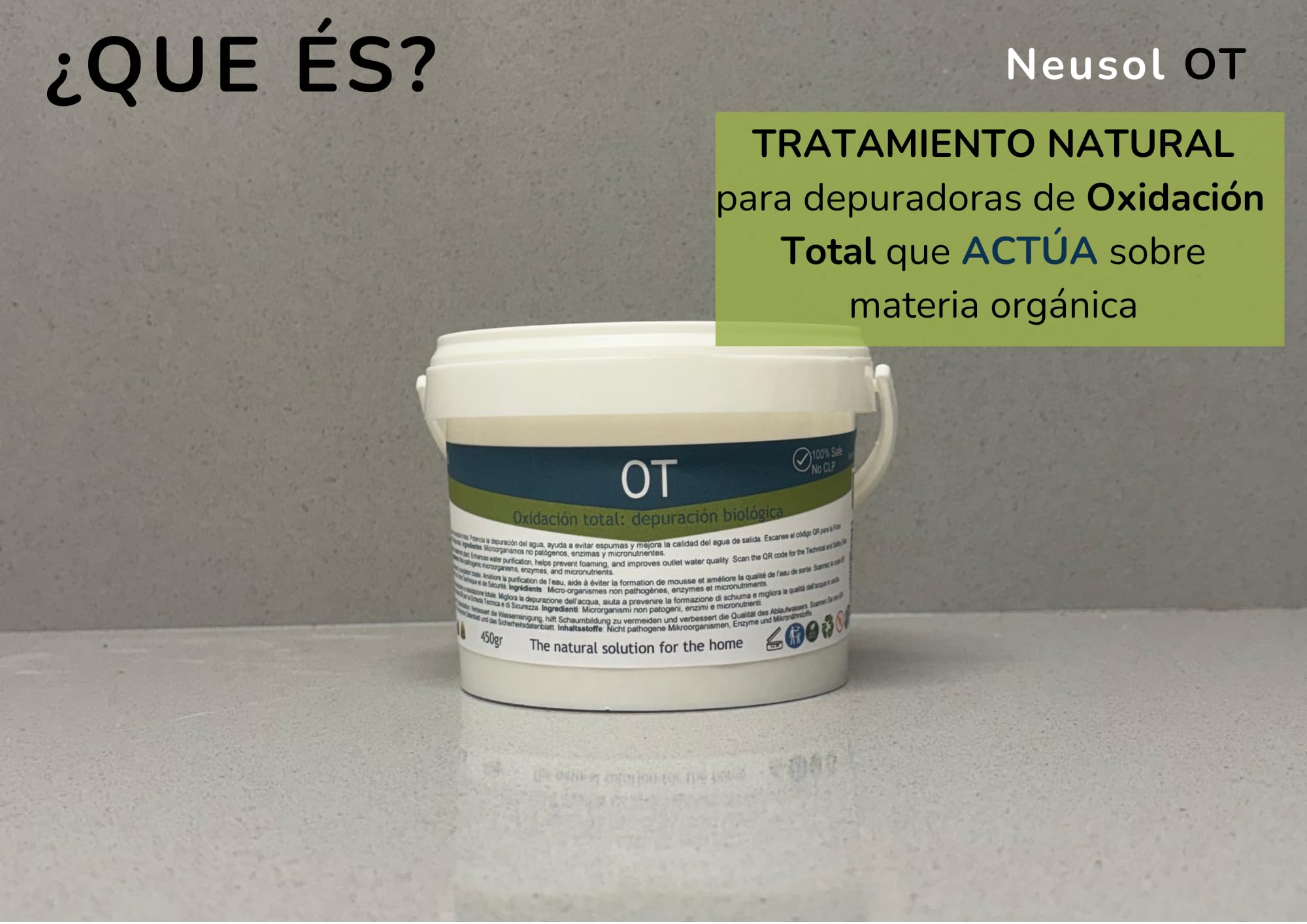 OT - Activador biológico para Depuradora Biológica o de Oxidación Total Reduce fangos espumas olores Mejora Calidad del Agua de Salida para riego o Limpieza de Exteriores
