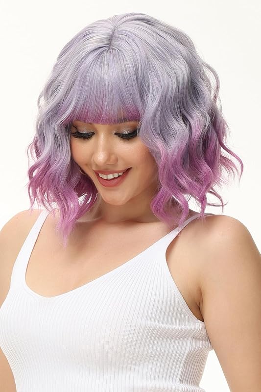 Luxiremi Lila Hullámos Paróka - Vállig Érő Bob Fazon Frufruval - Szintetikus Cosplay Női Paróka Légáteresztő Sapkával
AI: Luxiremi Lila Hul
