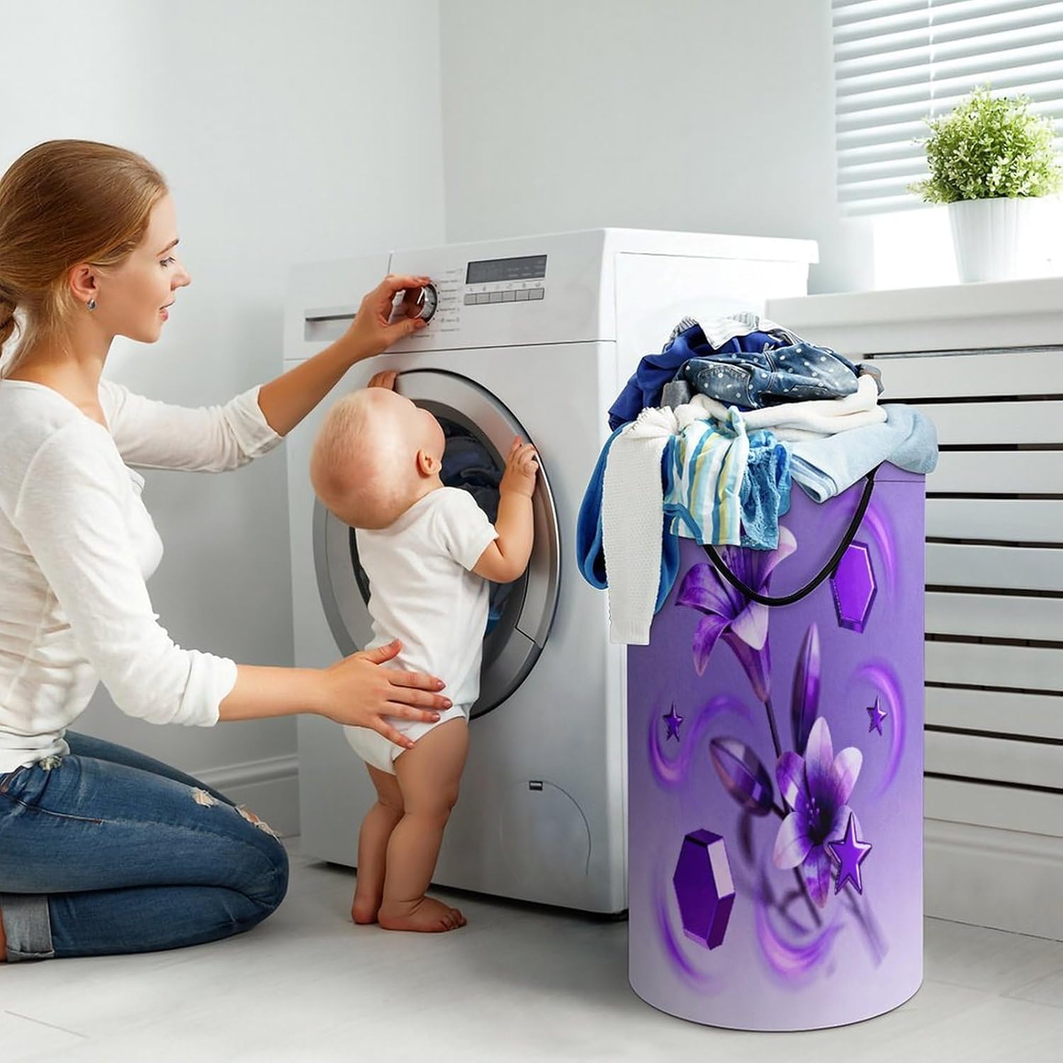 Dirty Clothes Basket Extra Large 110l Open Top Laundry Hamper With Portable Carry Handles, Foldable Waterproof Clothes Basket Spacious Laundry Bag For Bedroom Bathroom Laundry Room Dorm