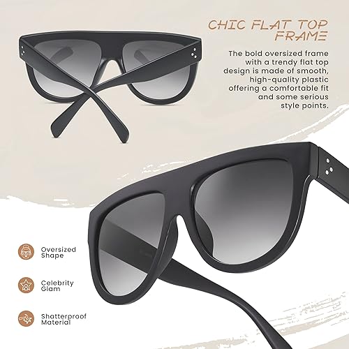 Miniatura 9 de Gafas de sol de gran tamaño para mujer con diseño cuadrado grande estilo retro