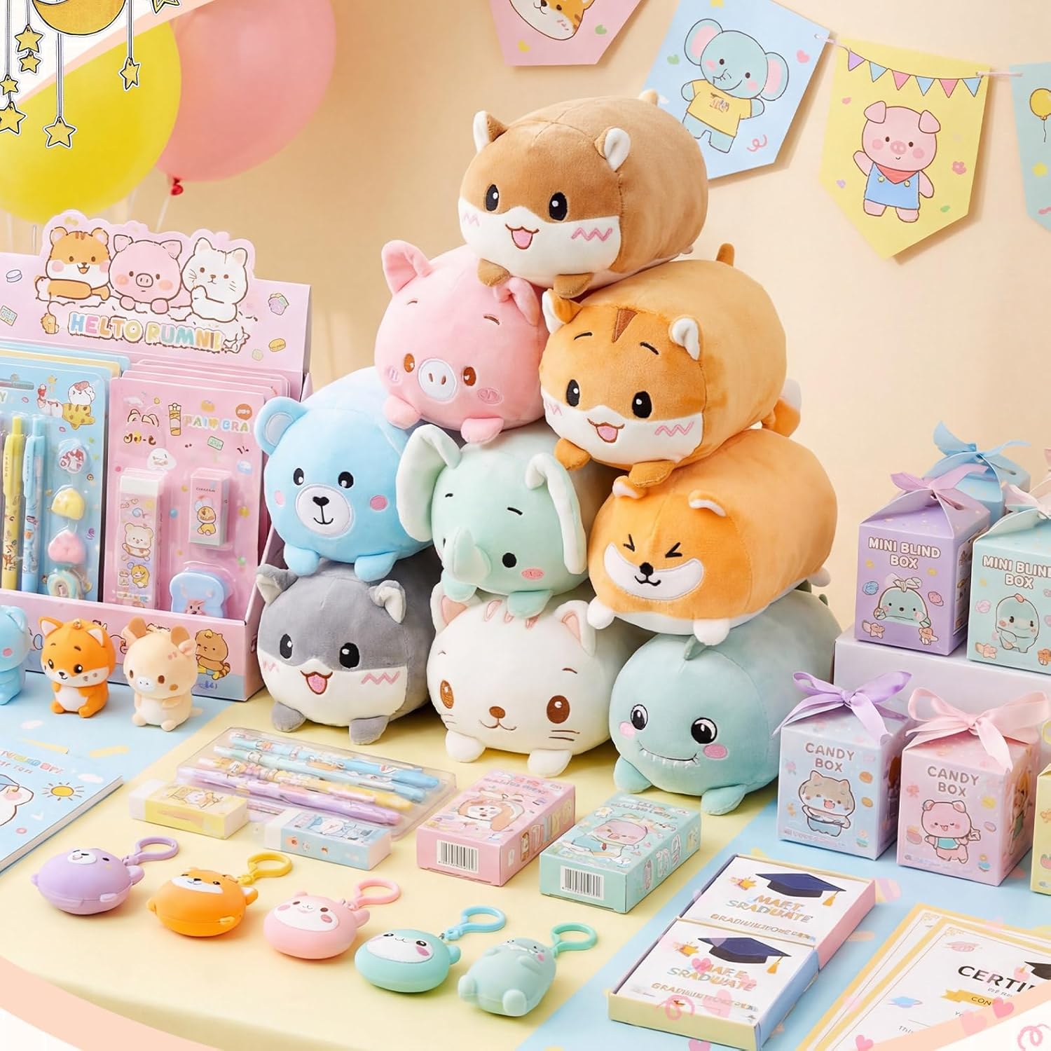 Leitee 27 Pcs Stuffed Animals Plush Bulk 8 Inch Cute Plushies Toys Plush Pillow for Boys Girls Birthday Gifts Box Toys for Classroom Prize Kids Party Favors Valentines Gifts in Bulk (Cute Animal)