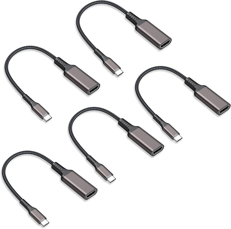 4K USB C to HDMI Adapter 5-Pack, 4K@60Hz USBC to HDMI, Type-C to HDMI for iPhone 17/16, MacBook Pro/Air, iPad Pro/Air, Galaxy S26, XPS,Chromebook,Lenovo,Surface Book, iMac,Thunderbolt 3/4/5