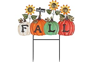 YEAHOME Fall Decorations Outdoor Set: FALL Letter Pumpkin Garden Stakes and Sunflower