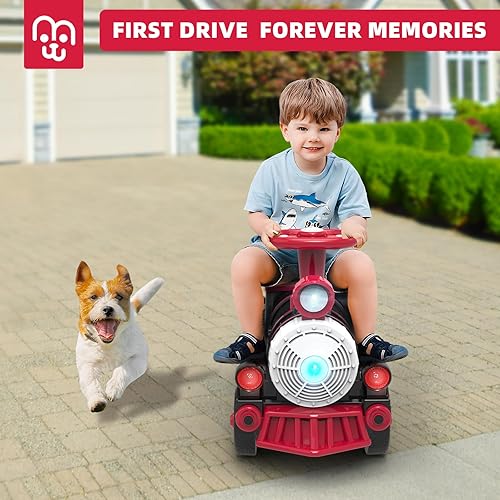 Miniatura 6 de Tren de 2 plazas, coche eléctrico para niños de 12 V con silbatos de tren Choo-Choo, música USB Bluetooth, 2 velocidades, faros, dispositivo