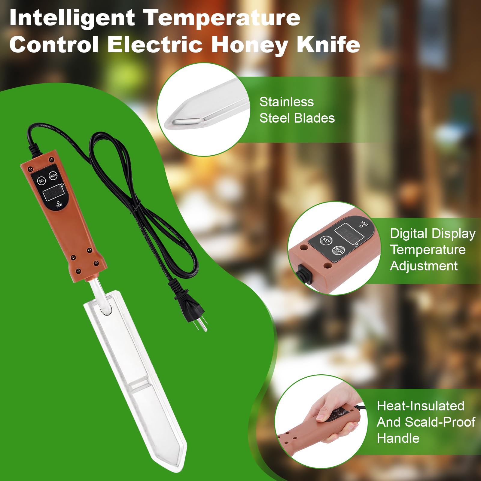 Coltello per sigillare elettrico in acciaio inox, 50-180 ℃ Fresa elettrica per con controllo della temperatura, Strumento per l'apicoltura, Forniture per l'apicoltura Attrezzature per la