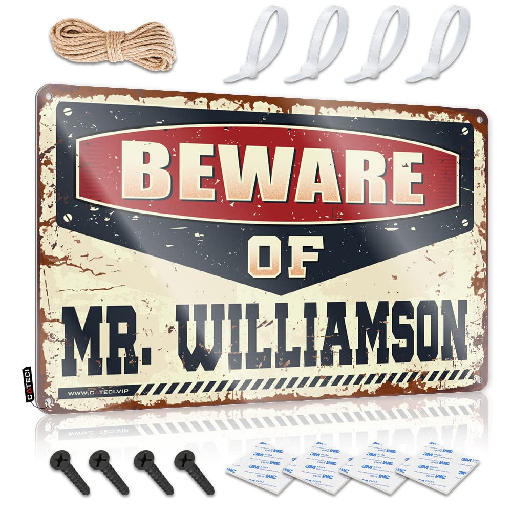 Beware Of Mr. Williamson Tin Sign Stuff For Room | Awesome Soft Area Decorative Wall Art(30X40CM)