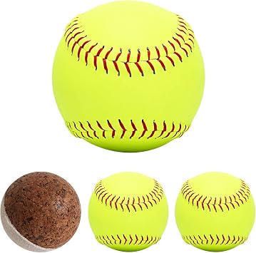 4Pack Softball 12 Inch Slow Pitch Official Size and Weight Autograph Softball Training Ball for Games, Soft Toss, Batting, Fielding, Hitting, Pitching