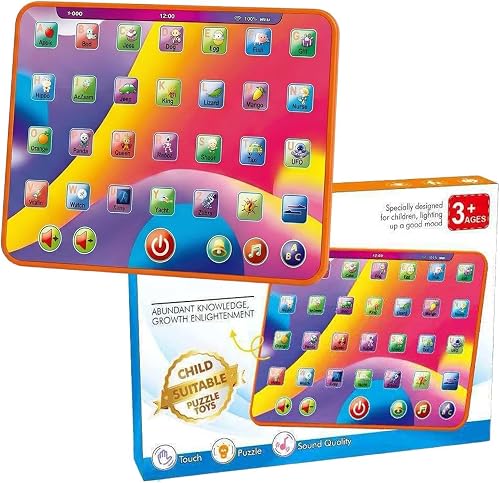 Tablet do nauki dla dzieci - interaktywna elektroniczna zabawka edukacyjna do pisowni, interaktywny tablet edukacyjny | dla dzieci w wieku 3+ lat, rozpoznanie liter, rozszerza słownictwo i