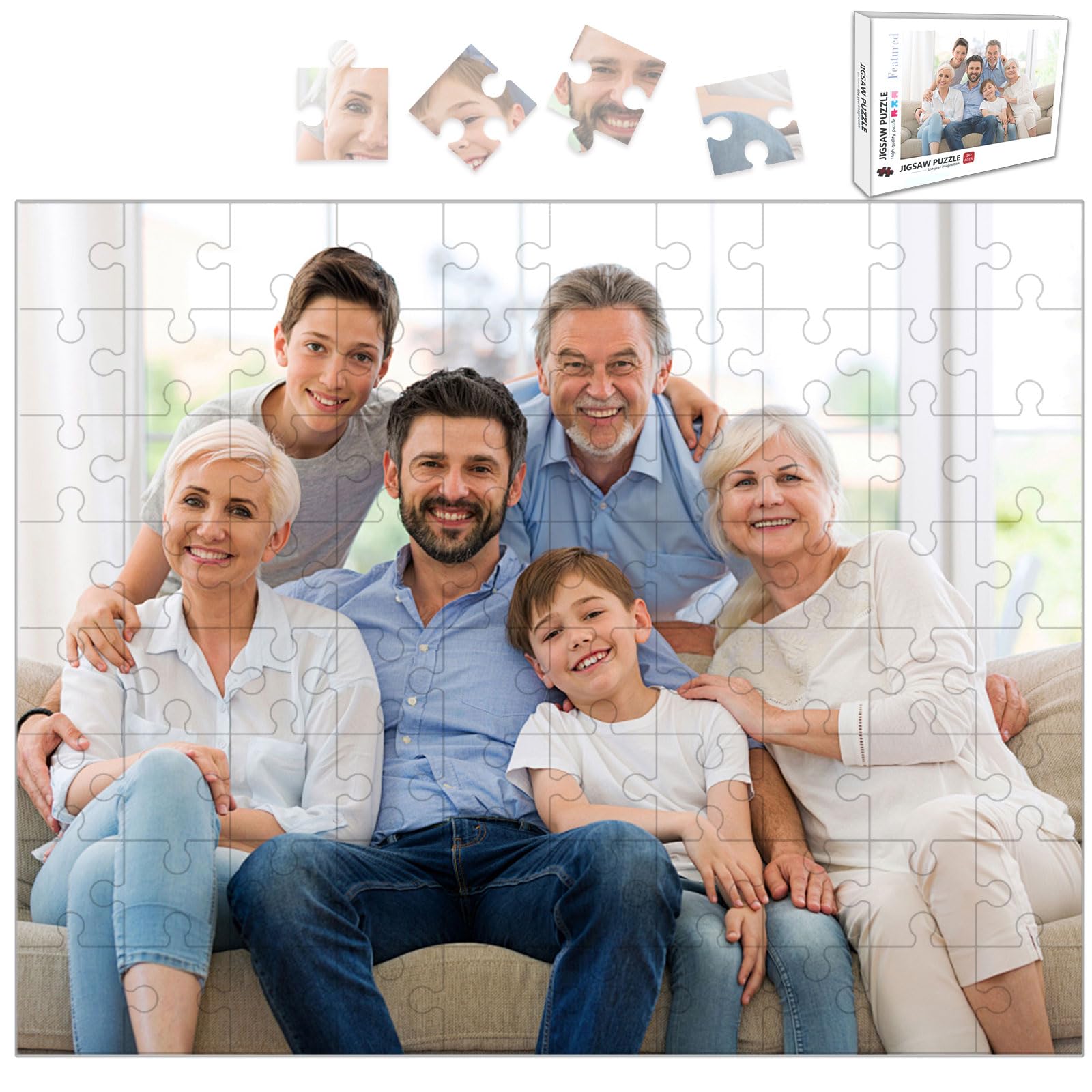 Uniqora Custom Jigsaw Puzzle 60/120/200/500/1000 Pieces, Personalised Puzzle from Your Own Photos, Customised Wood with Picture Gifts for Christmas Wedding Birthday Family