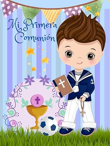 Libro Mi Primera Comunión Niño. Libro de firmas y dedicatorias para Primera Comunión con temática de fútbol.