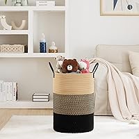 Vista 2 de Fiona's magic - Canasta grande de lavandería tejida de 58 litros, cesta alta de cuerda de algodón para lavandería, cesta de almacenamiento boho