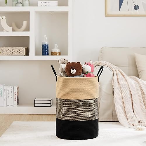 Miniatura 2 de Fiona's magic Cesta de lavandería extra grande de 100 L, cesta de lavandería tejida de 26.4 galones de alto, cesta de almacenamiento de ropa para