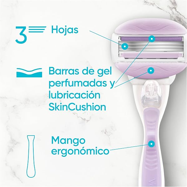 Gillette Venus Comfortglide Breeze Maquinilla de Afeitar Mujer con Recambios, 1 Mango + 4 Cuchillas de Afeitar con Barras de Gel Y Soporte para Ducha, Depilación Suave Y Duradera - 3