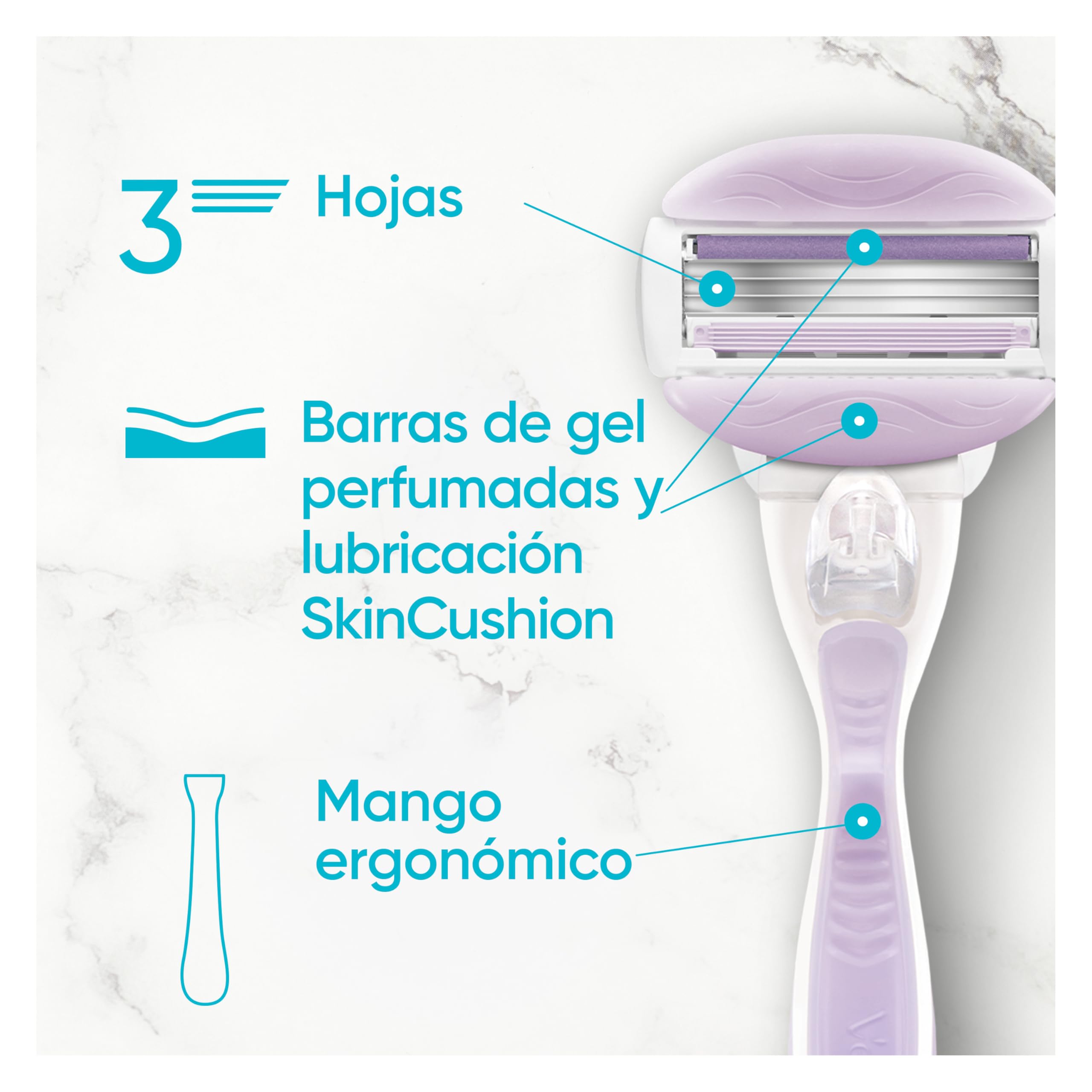Gillette Venus ComfortGlide Breeze Máquinilla de Depilación Para Mujer + 2 Cuchillas de Recambio, 3 Venus Recambios Para Una Depilación Suave, Apurada Y Duradera (el embalaje puede variar) — view 4