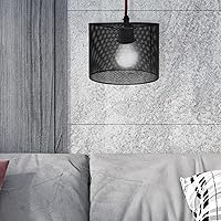 Vista 5 de Pantalla de lámpara de tambor de metal E27, sombra hueca de sombra de luz con clip en bombilla de repuesto para lámpara de pared E14 mesa de pie