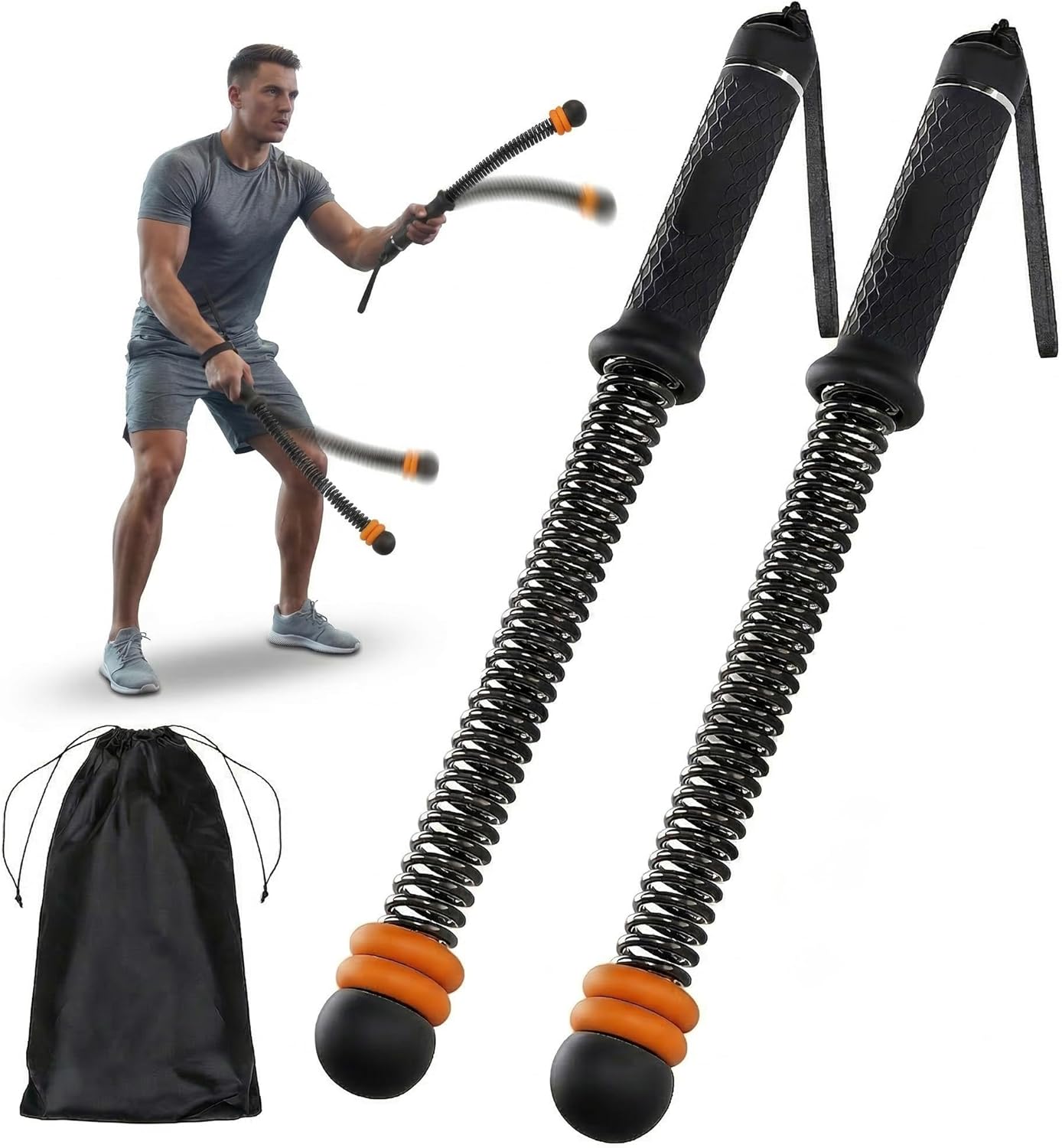 New Battle Ropes 1 Pair, Portable Cordless Weighted Ropeless Battle Ropes for Home Gym, Adjustable Exercise Equipment for Strength Training, Aerobic Exercise with Storage Bag, Men Women,Black