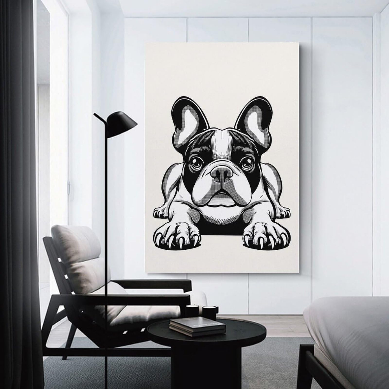 Junmoney French Bulldog(3) Hanging Wall Art 20x30inch(50x75cm), for Feature Walls in Flats Or Modern Rooms, Home Wall Art for Statement Displays