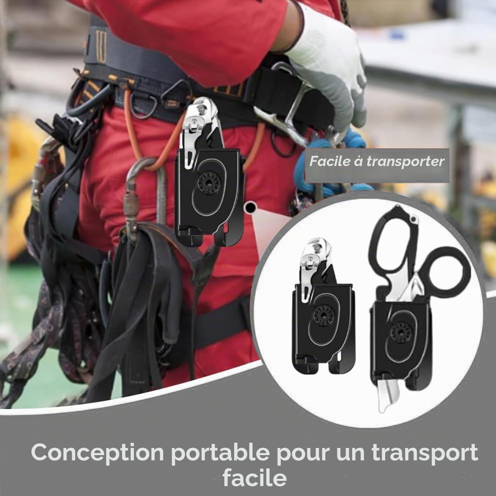 Ciseaux de traumatisme multifonctionnels en acier inoxydable - 6 fonctions pratiques - Ciseaux d'urgence Raptor Response - Noir