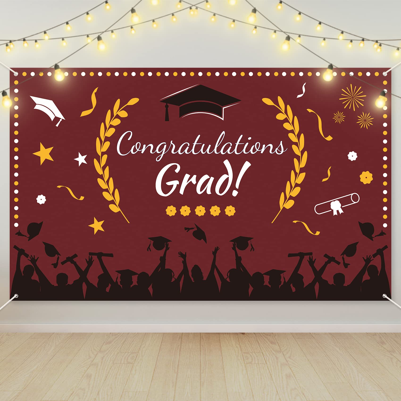 Graduation Backdrop 2023, Maroon Graduation Banner for Class of 2023