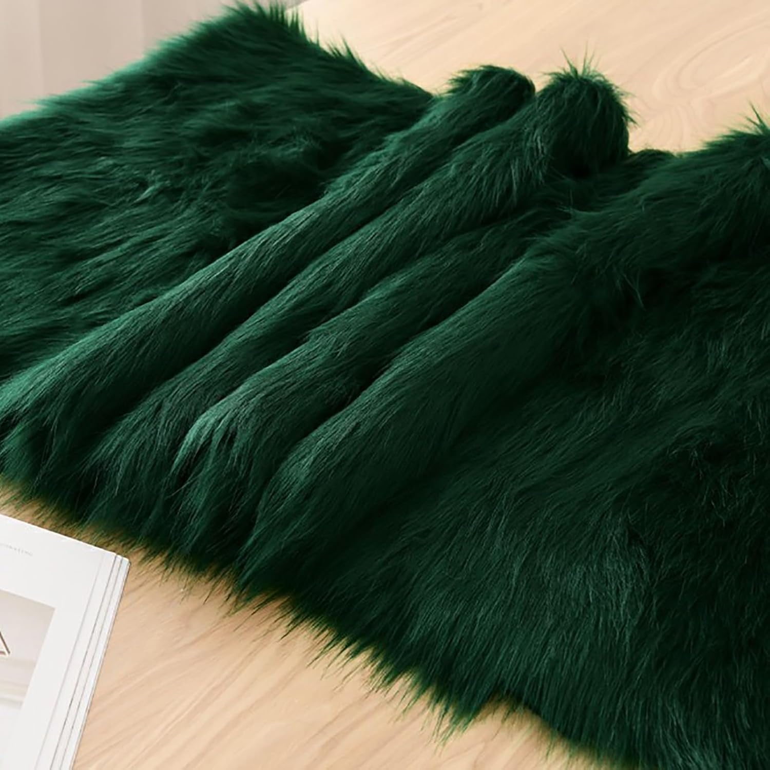 Luxury Fox Faux Fur Fabric Long Pile 5cm Furry Plush Material for DIY Crafts Gnomes Animal Costumes Cushions Decorations Seat Cushion Pad(16 Light Blue)