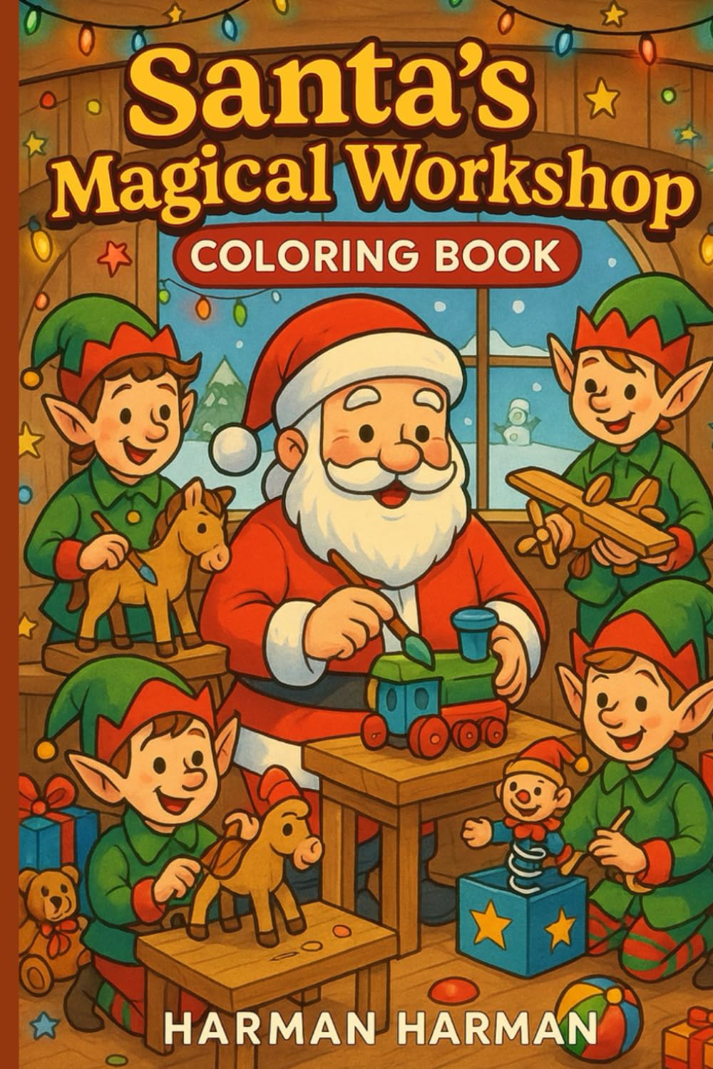 Santa’s Magical Workshop Coloring Book: 100 Festive Christmas Scenes with Elves, Toys, and Holiday Cheer for Kids and Adults