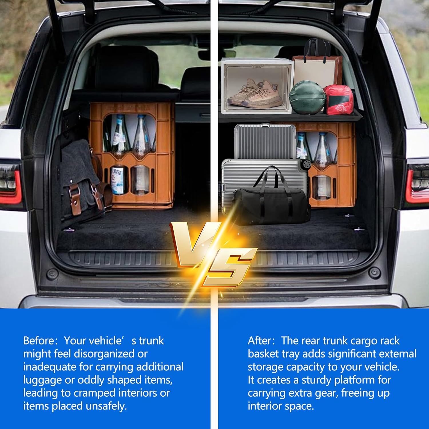 Rear Trunk Cargo Rack Basket Luggage Storage Carrier Tray for 2007-2018 Wrangler JK -Touch Power Top-Black