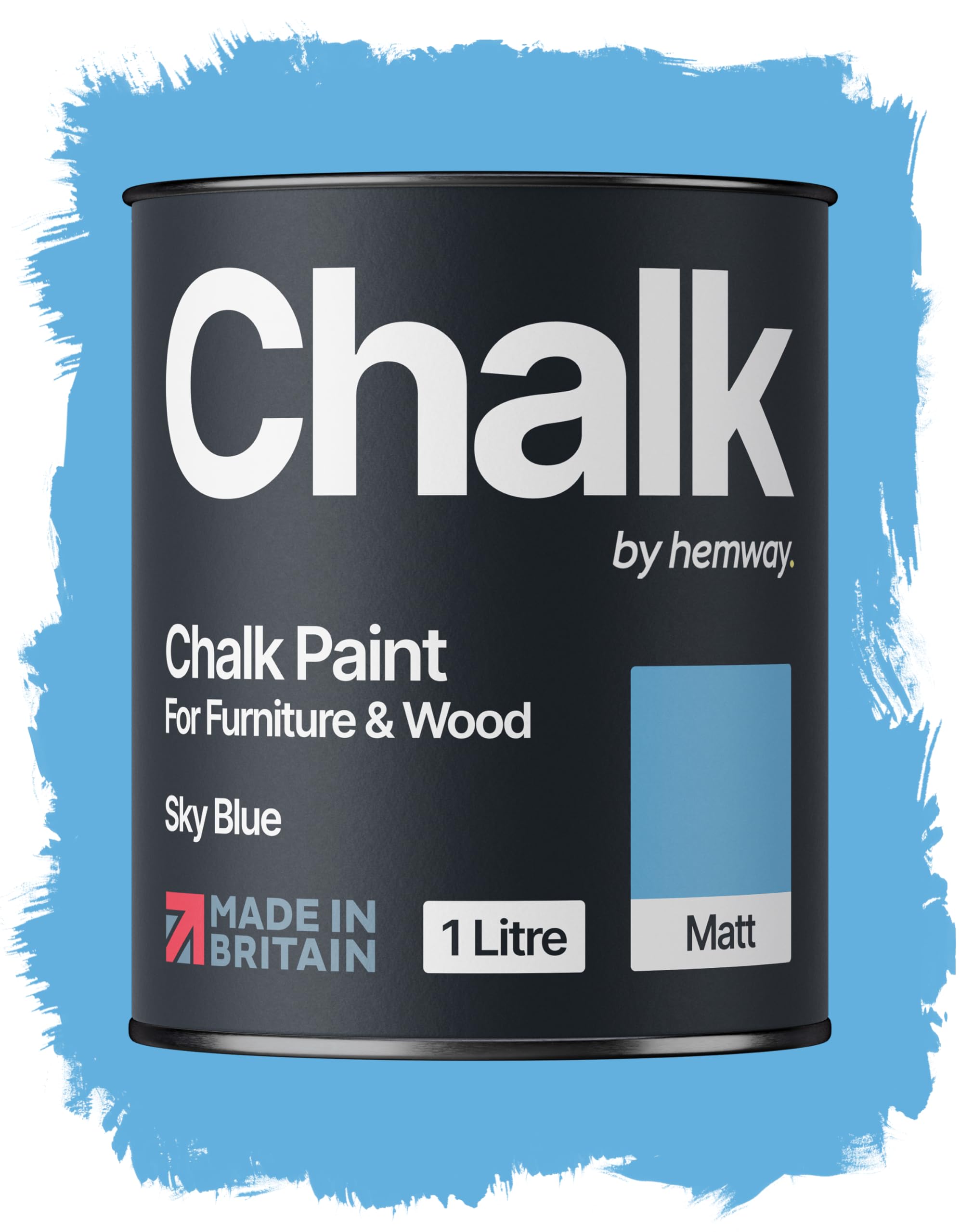 Hemway Chalk Paint Sky Blue 1L, Furniture Paint, Matt Finish Shabby Chic, Chalk Furniture & Walls, Quick Dry & 1 Coat