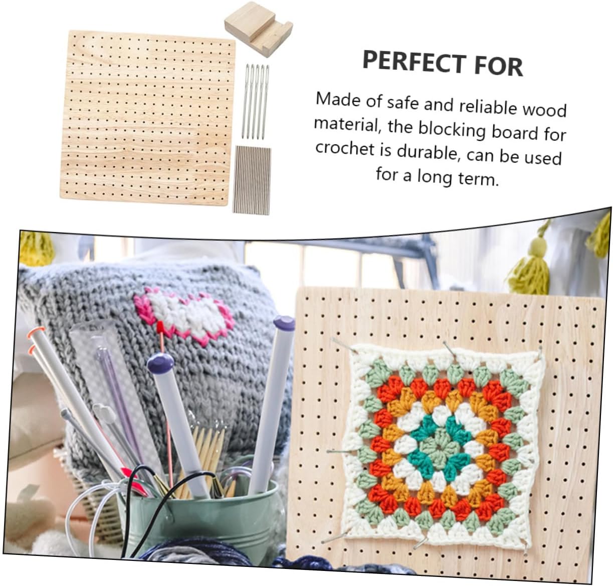 Anneome Knitting Aid Tool Wooden Blocking Board Crochet Wooden Board Positional Needles for Crocheting Projects