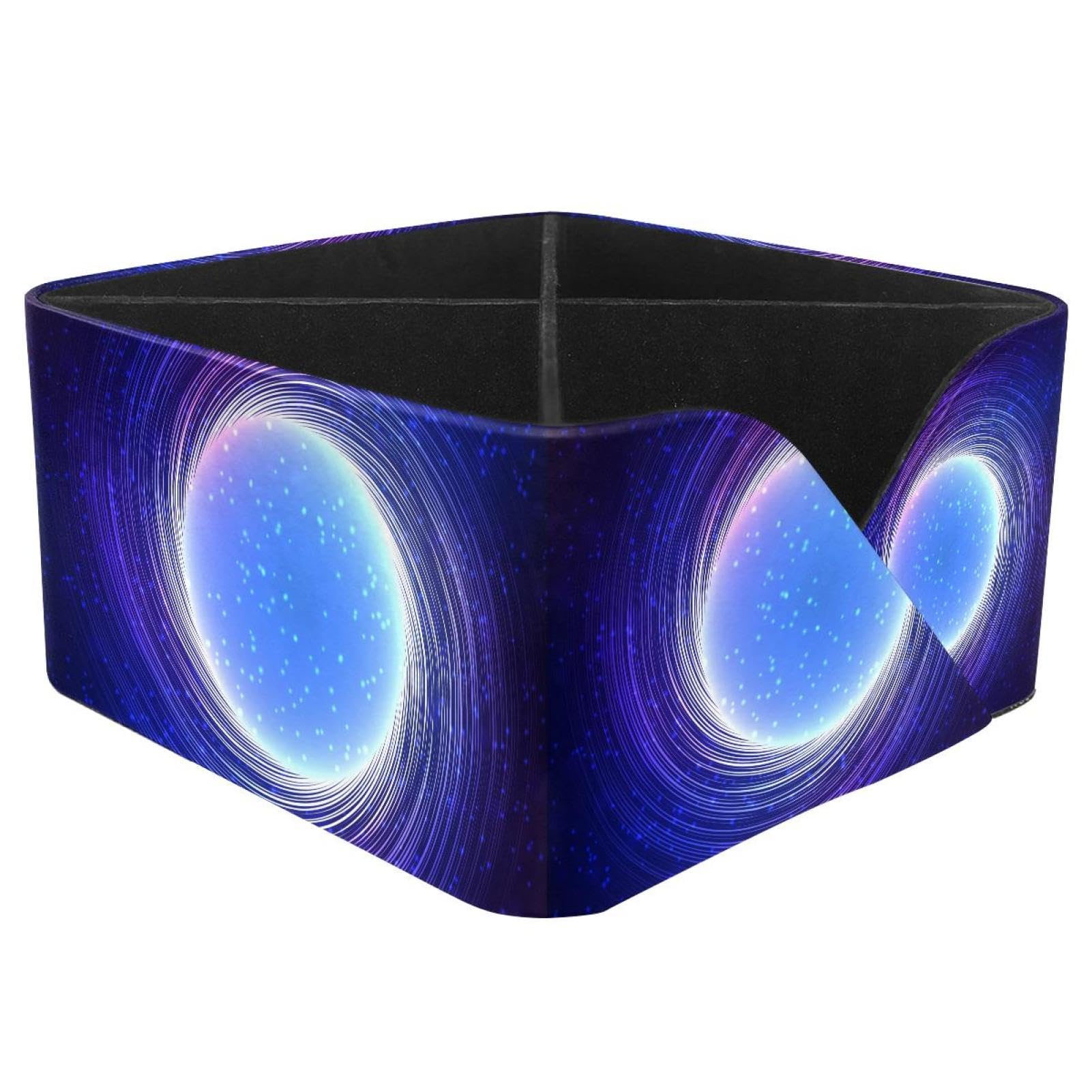 KengjuTesu Blue Shining Cosmic Neon Light Twirl Pattern Desktop Organizer Pen Holder, Rectangular Pencil Cup for Office, Study and Makeup Stations