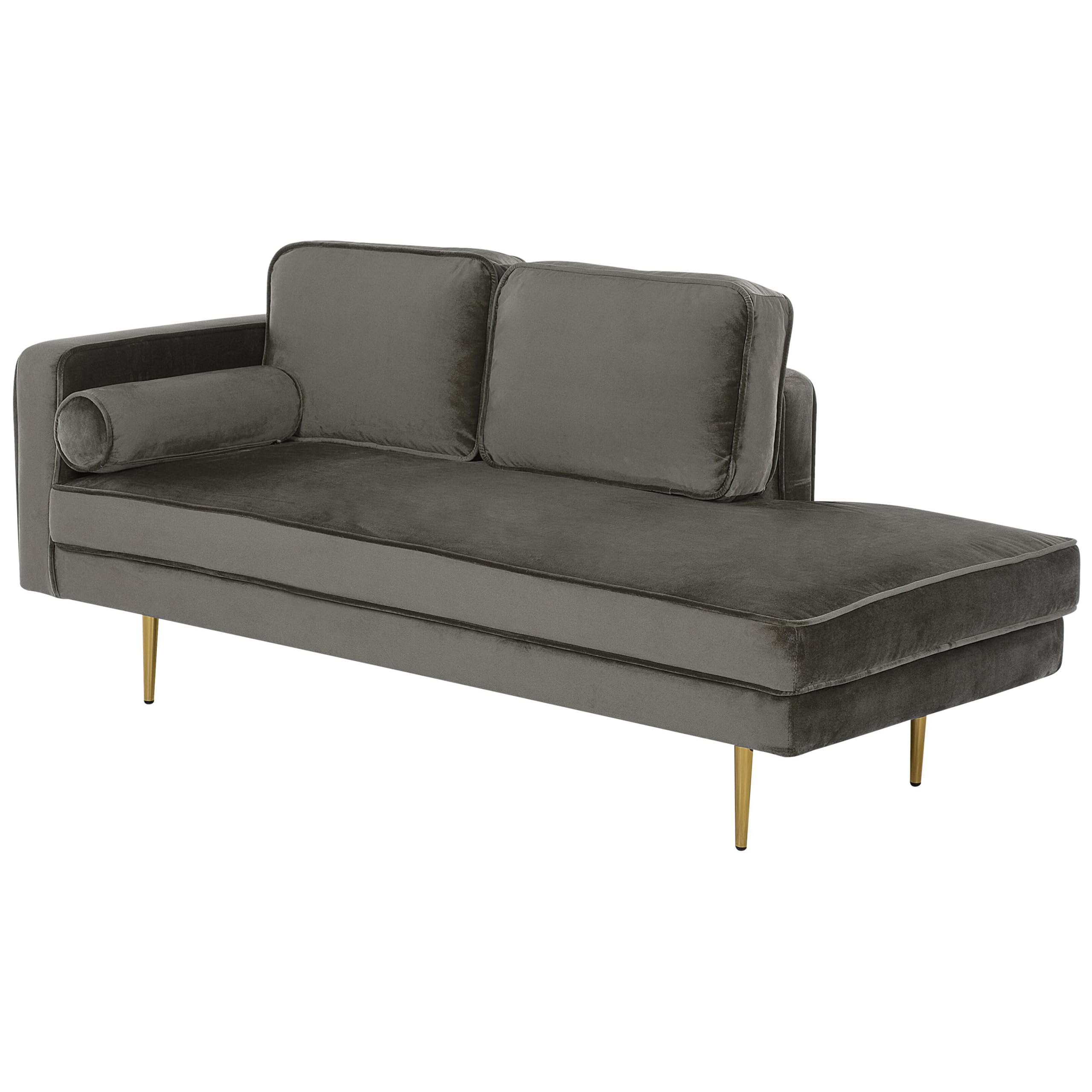 Chaise Longue Méridienne Côté Gauche en Velours Beige pour Salon Glamour Beliani