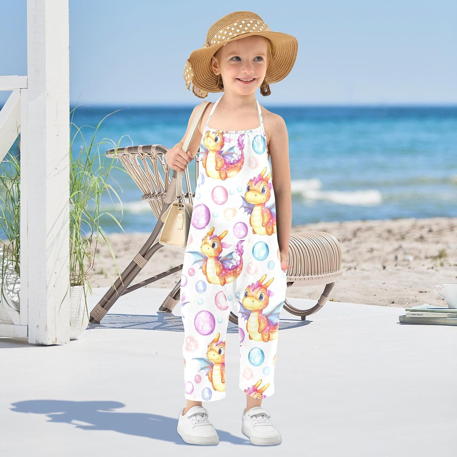 Dragon Bubbles Toddler Girl Clothes Sleeveless Romper Jumpsuit for Girls Summer One Piece Romper Pants Size 1-6T