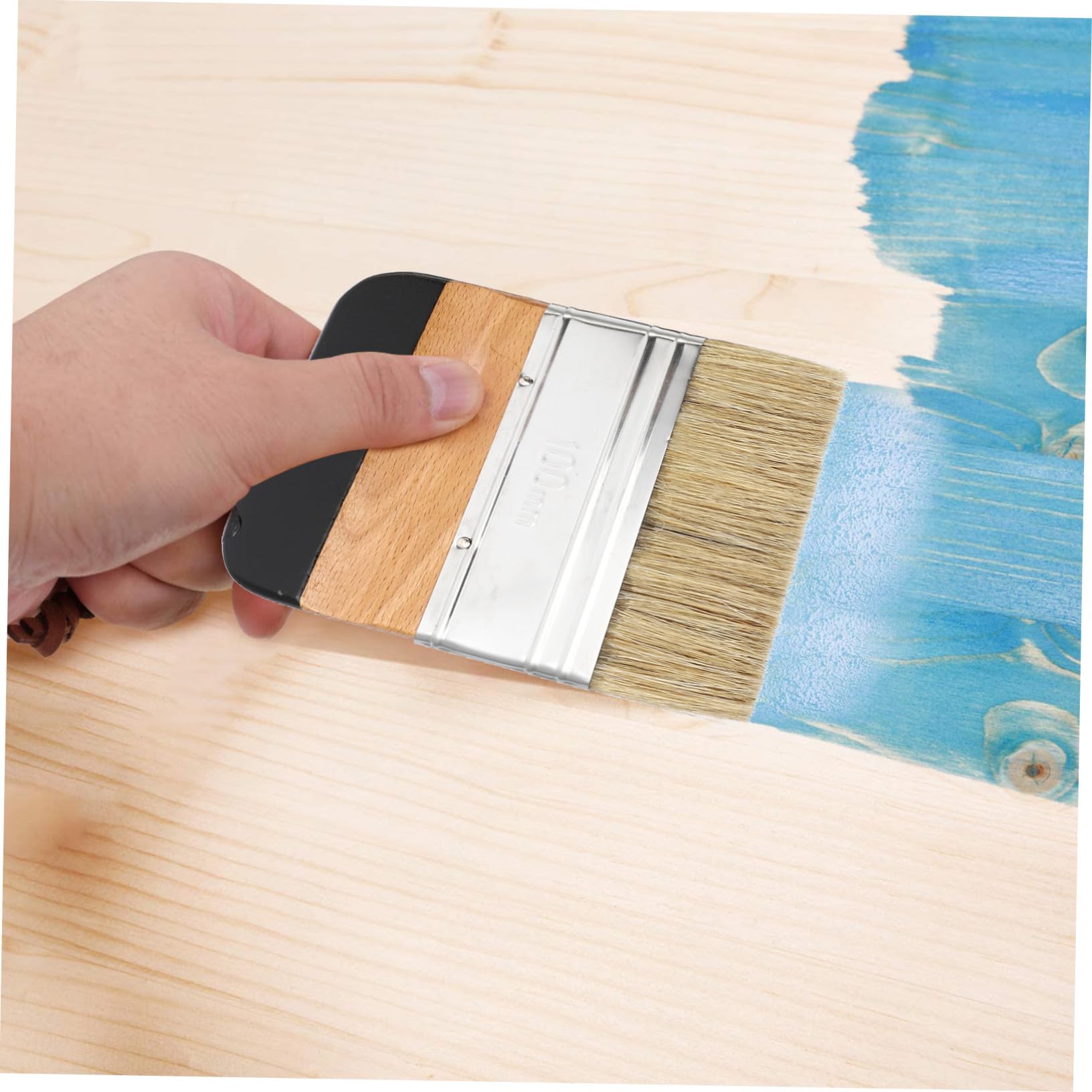 Homoyoyo Pennelli per Pittura e Cera 4 Pezzi Manico in Legno, Setole Naturali, Strumento per Tinta e Decorazione Casa