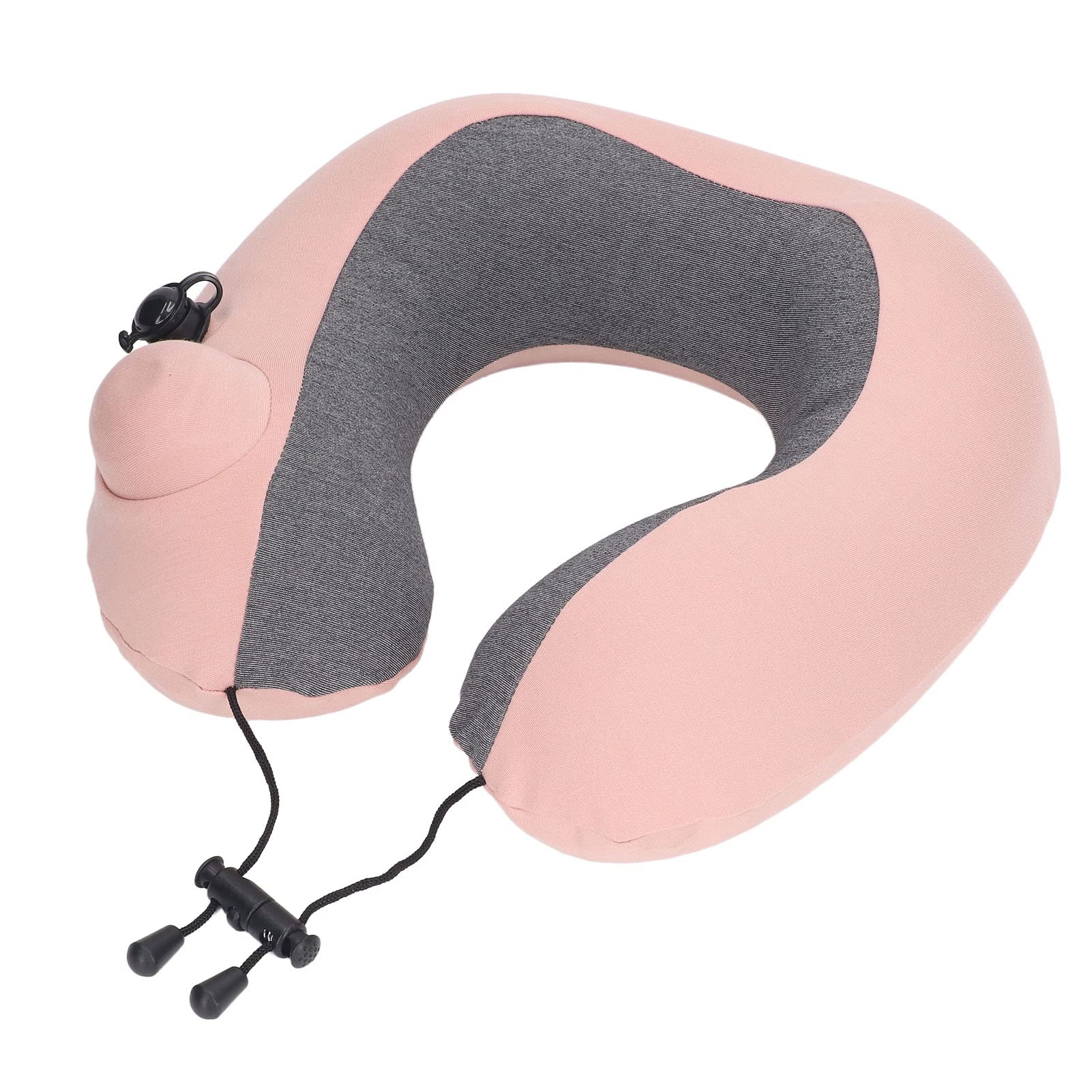 Cuscino per il collo da viaggio a forma di U, cuscino gonfiabile per il riposo della testa, cuscino per il collo in PVC morbido auto-gonfiante con fodera in tessuto romano, fibbia