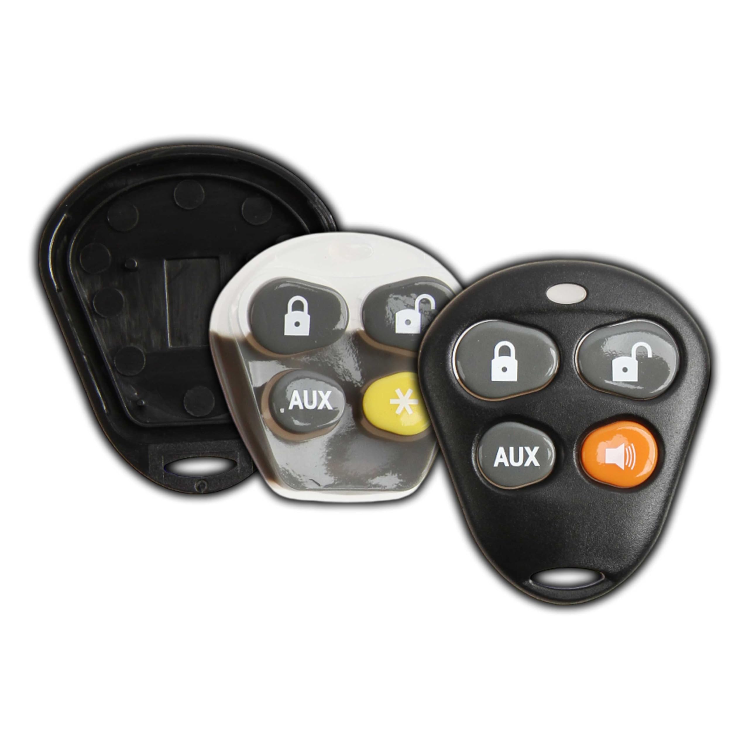 KeylessOption Keyless Entry Remote Control Starter Car Key Fob Case Shell Outer Cover Button Pads for Viper Automate Alarms
