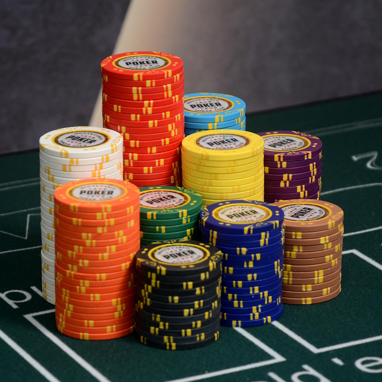 14 Gramm Clay Poker Chips Monte Carlo Poker Chips Casino Grade Poker Chip nummerierte Chips und Blanko-Chips für Texas Hold'em, Blackjack Pokerspiele 50 Stück
