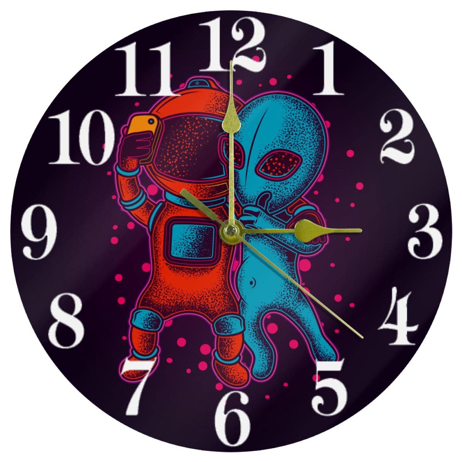Horloge murale sans tic tac Robots and Aliens pour chambre d'enfant et cuisine