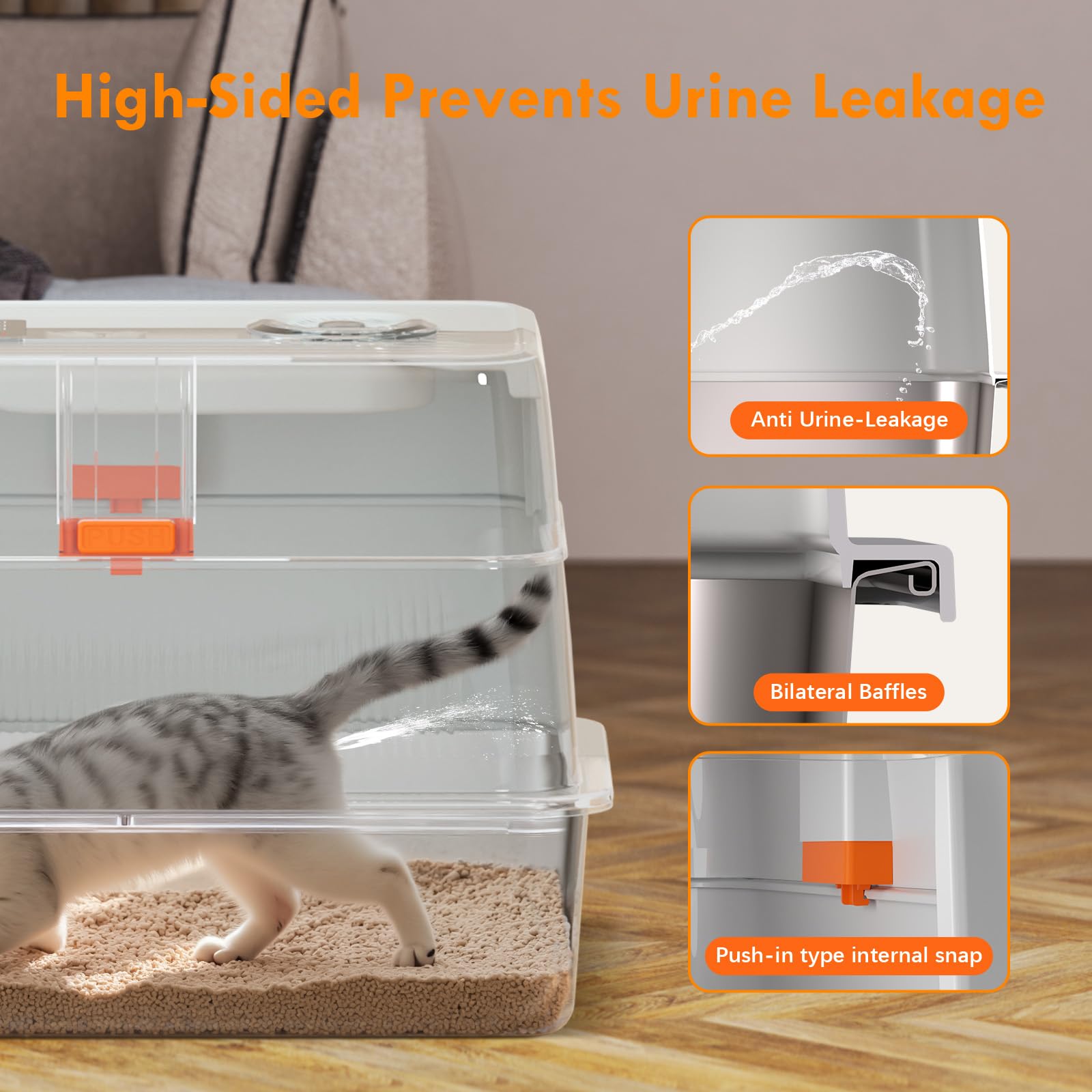 Smart Odor Control Stainless Steel Cat Litter Box with Lid, Smart Cat Litter Box with Infrared Sensor, Large Automatic Litter Boxs for Cats, 3 in 1 Design and 135° Flip-Top, Litter Scoop & Foot Pedal - image 7