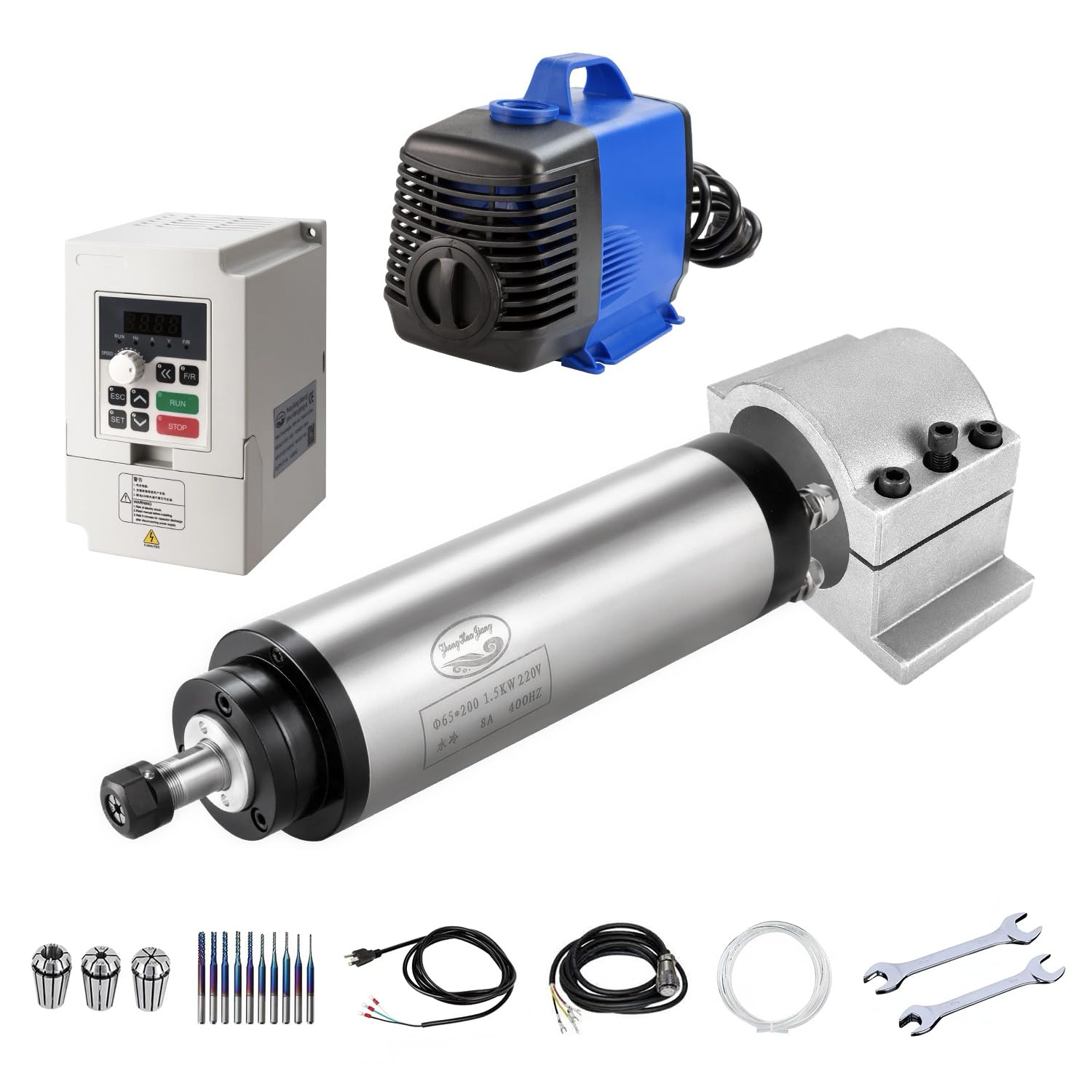 Moteur CNC 1.5kW refroidissement eau mandrin ER11 broche fraisage 220V